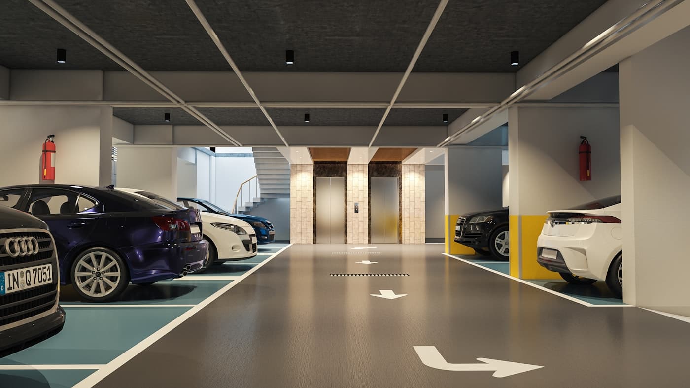 Parking commun d'une résidence
